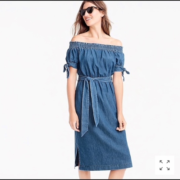 J Crew Jeans Dress Long Sleeve J Crew Denim Dress Nwt Chambray Jeans Denim  Ruffle